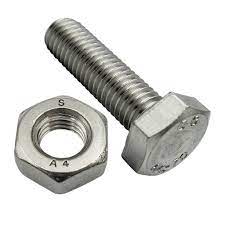 a hex bolt and nut as used in overhead transmission lines