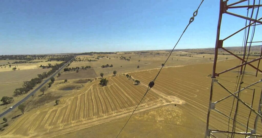 guy wires used to support mining structures