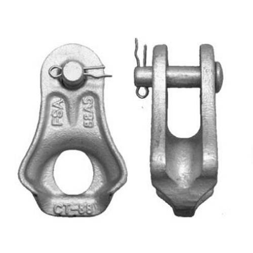 Thimble clevis distributes tensile forces across connected components