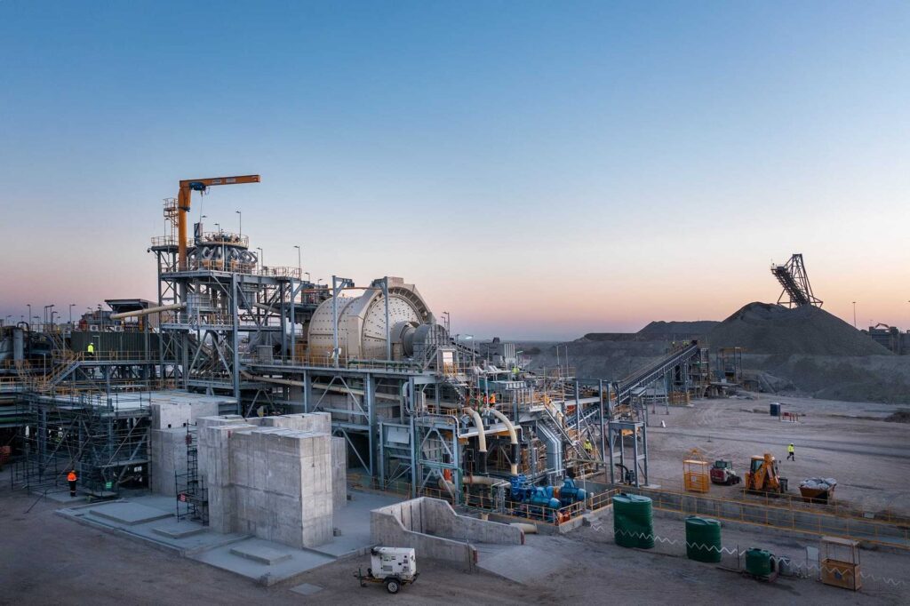 Copper mining infrastructure supported by power line hardware